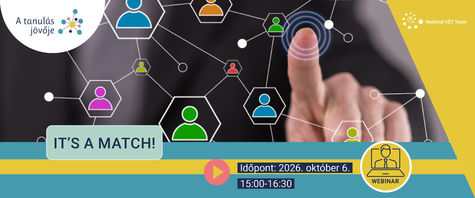 Ajánló grafika a It's a match! - Nemzetközi partnerkeresést támogató webinárium című tartalomhoz.